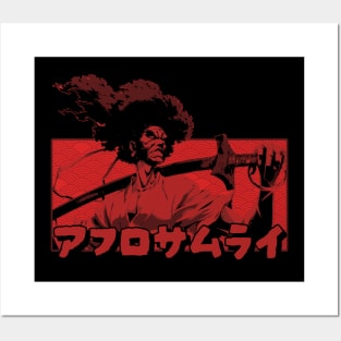 afro samurai warrior red Posters and Art